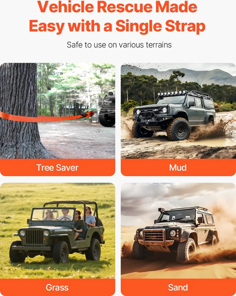 Équipement traction 4x4 et SUV 16 tonnes avec sangle 9m et accessoires