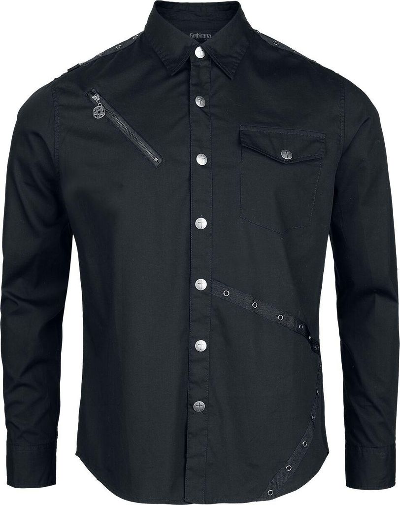 Gothicana by EMP Herren schwarzes Langarmhemd mit großer Produktbild 