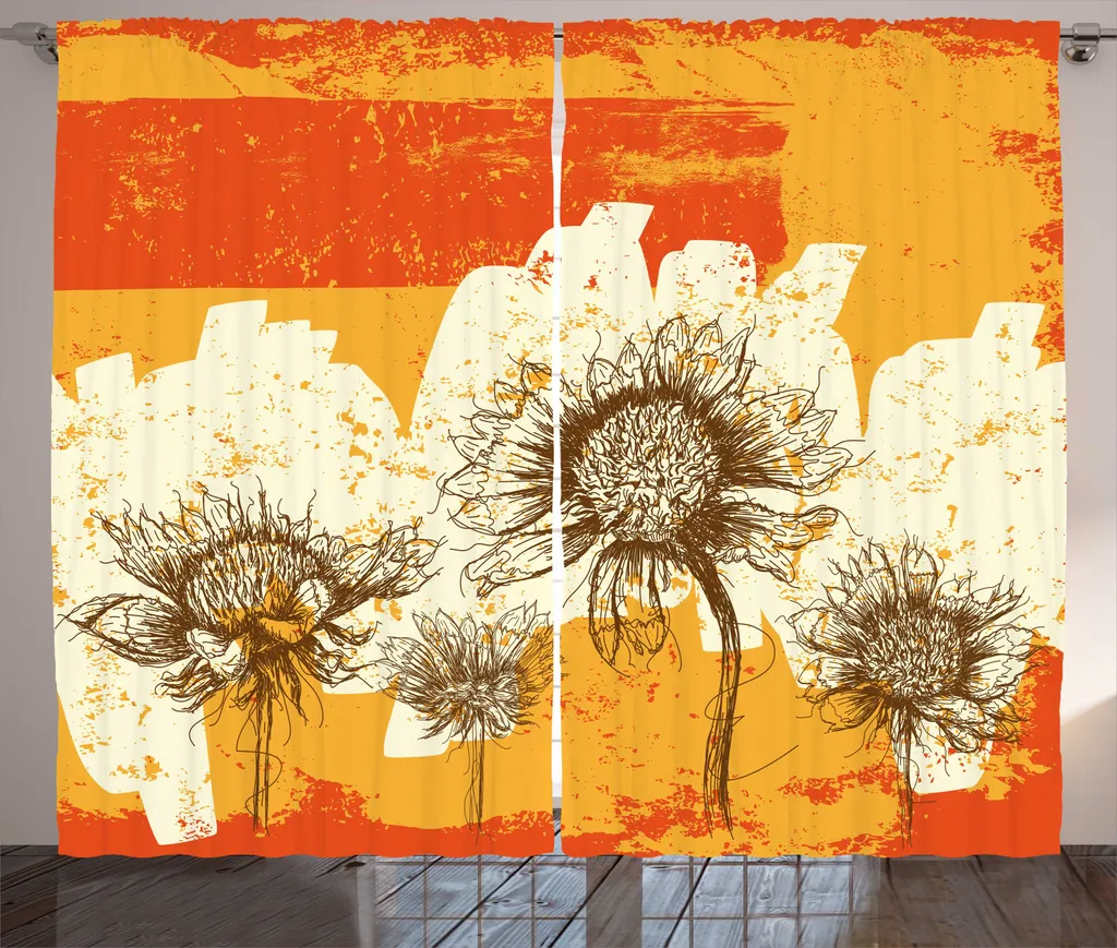 Rideau Universel Anti-Vis-à-Vis Floral 280x225 cm Crème pour le Salon