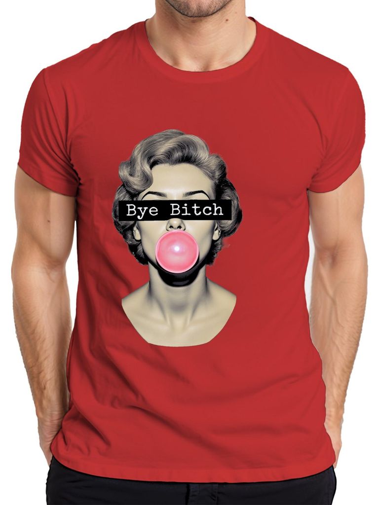 Bye Bitch Bubblegum Pop Art Retro Frau Rosa frech Geschenk Herren T-Shirt, Rot, L