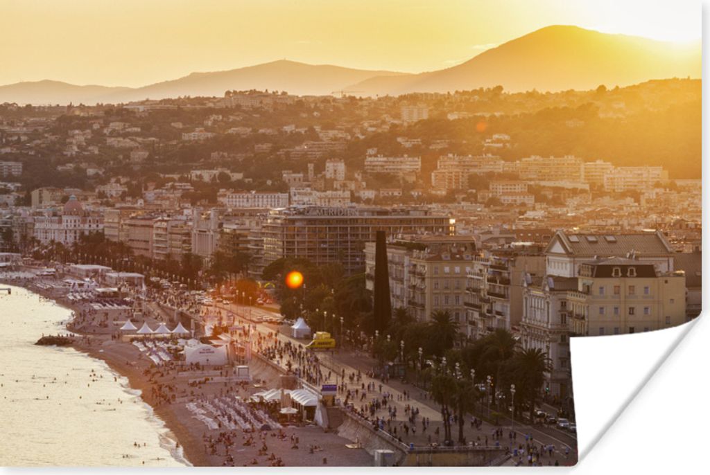 MuchoWow Poster Sonnenuntergang - Küste - Nizza 60x40 cm - Schlafzimmerdekoration