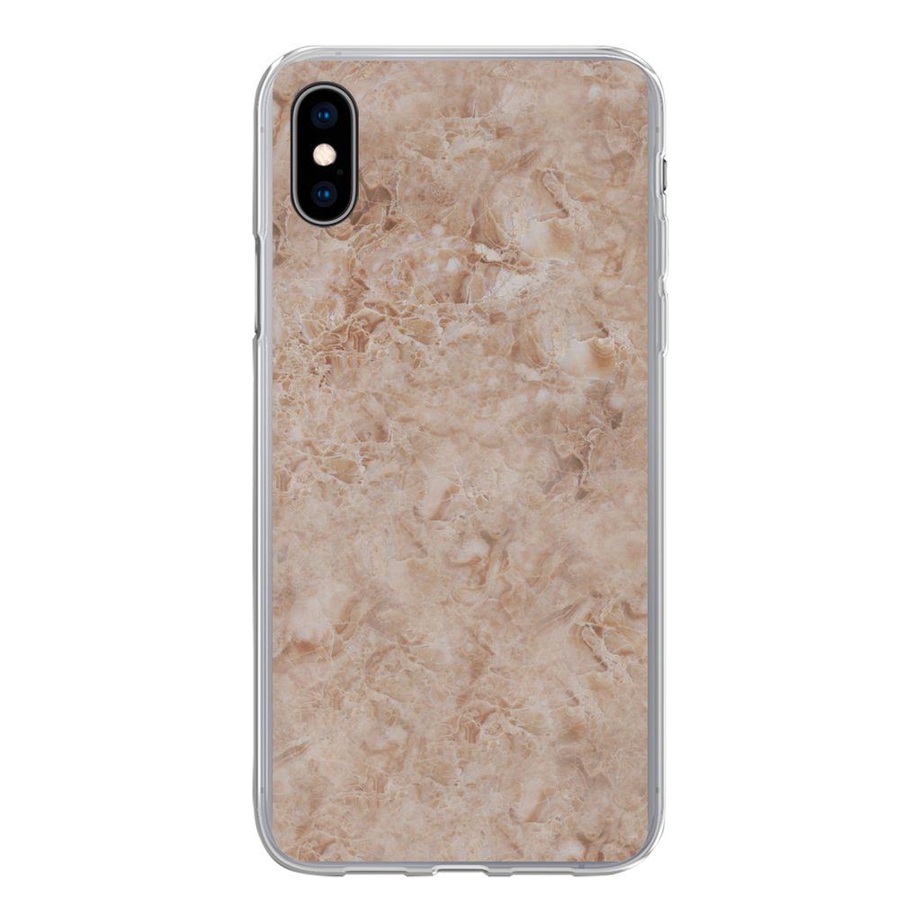 MuchoWow Handyhülle Schutzhülle Hülle für iPhone Xs Marmor - Braun - Muster Silikon Softcase Handy Hülle - Handytasche
