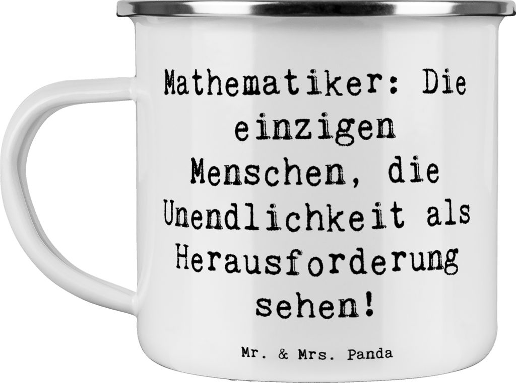 Mr. & Mrs. Panda Teetasse Spruch Mathematiker Unendlichkeit - Weiß - Geschenk, Geduld, Emaille Tasse, Berufe, Kreativität, Leidenschaft, Illustra...