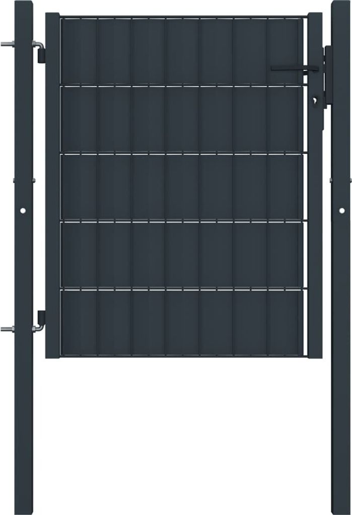 The Living Store Zauntor PVC und Stahl 100x101 cm Anthrazit