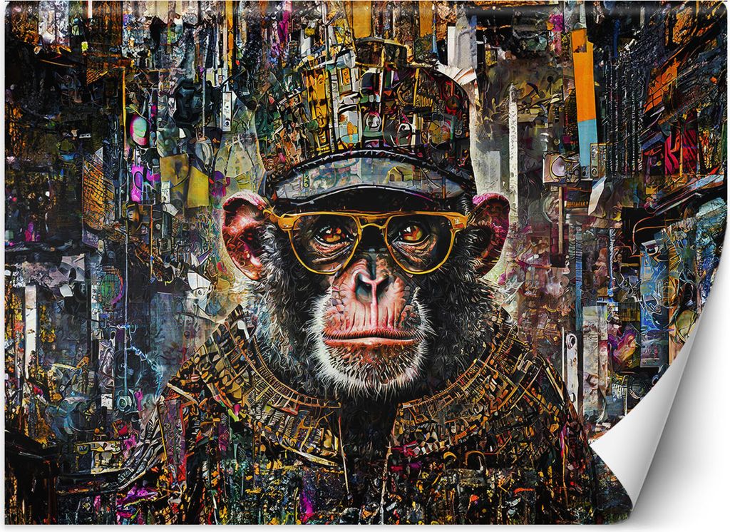 Vlies fototapete Affe mit bunten Akzenten 400x280 cm Feeby Bunt inkl. Kleber einfache Montage