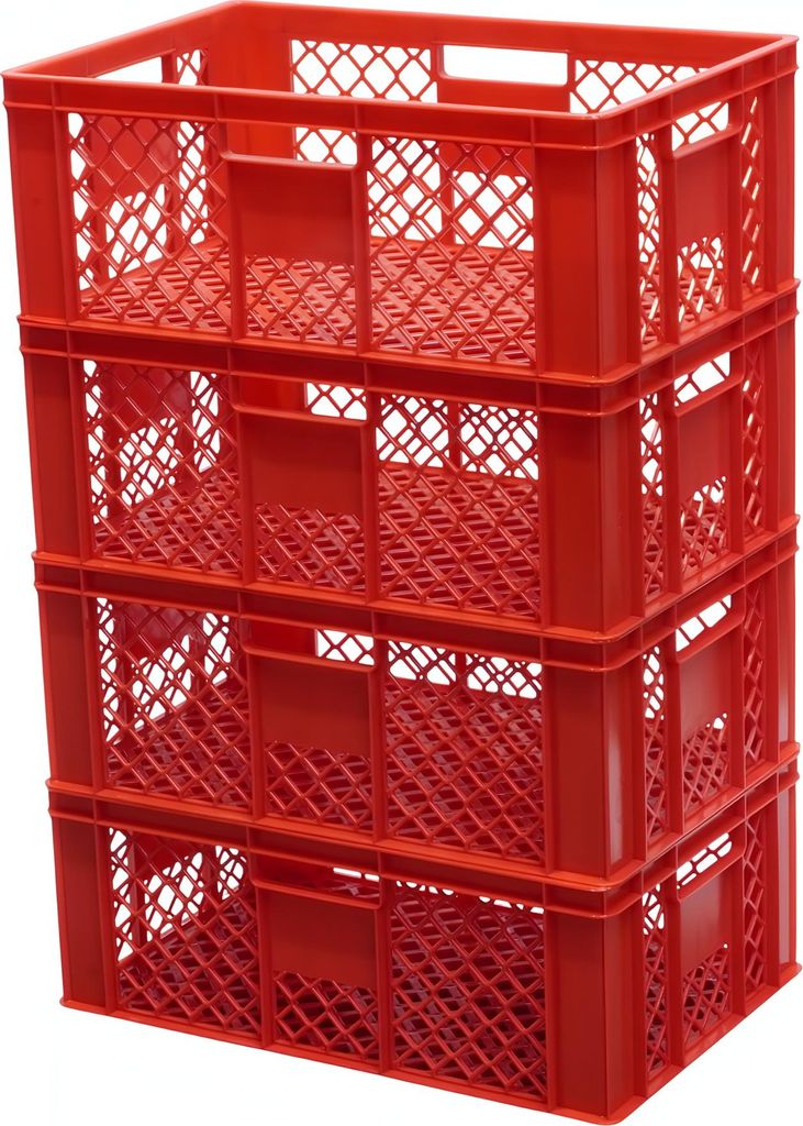 4 Stück Bäckerkisten / Brotkisten 600 x 400 x 230 mm in verschiedenen Farben Farbe: rot