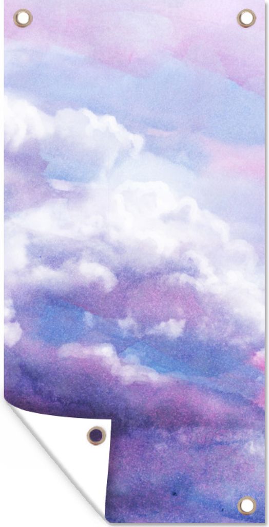MuchoWow 80x160 cm Outdoor-Poster Gartendeko Sichtschutz Garten Poster für den Garten Eine Illustration eines rosa Himmels mit Wolken