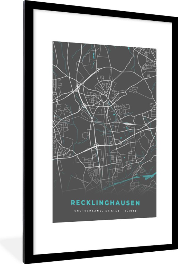 MuchoWow® Gerahmtes Poster Stadtplan - Deutschlandkarte - Produktbild 