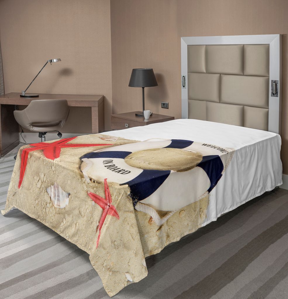 ABAKUHAUS Boje Bettlaken, Leben Boje und Muscheln Seesterne am Sandy Strant Coast Strand Transport, weiches bequemes oberes Bettlaken für ein deko...