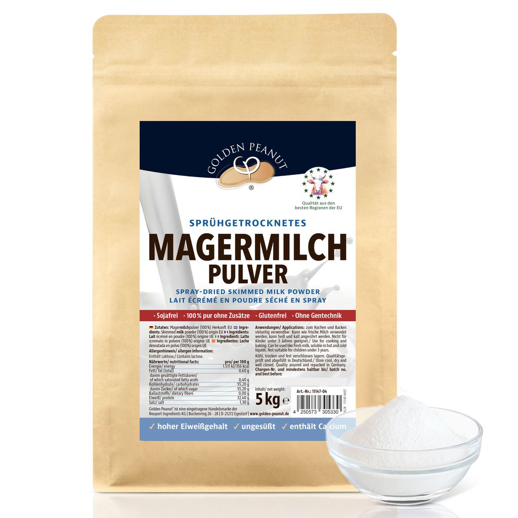 GOLDEN PEANUT Magermilchpulver 5 kg - fettarm Produktbild 