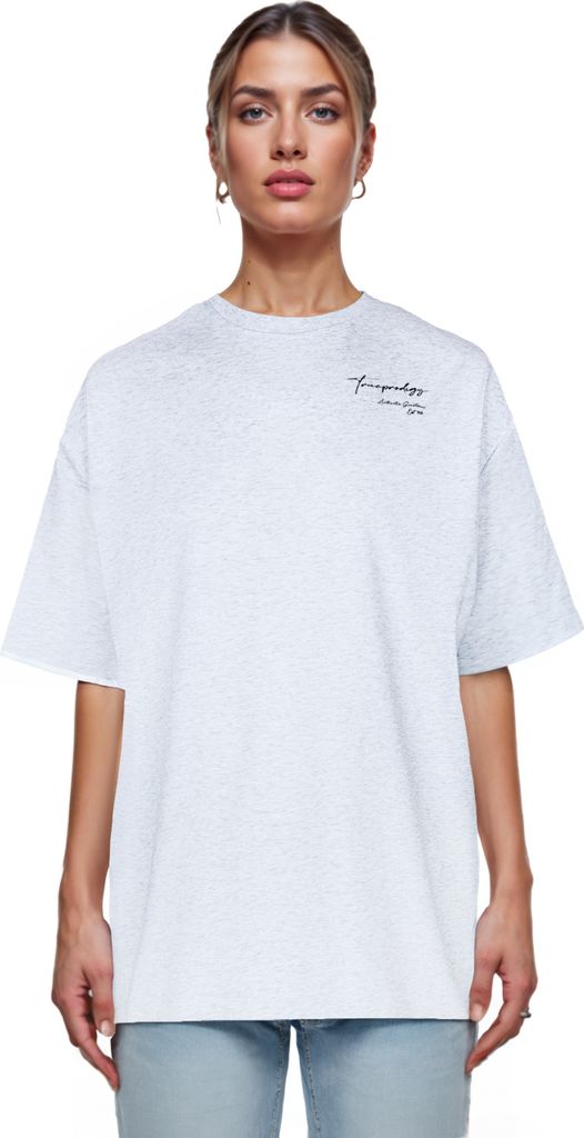 Marin F Damen Oversize-Shirt Logoprint Rundhals dicker Stoff Rundhals