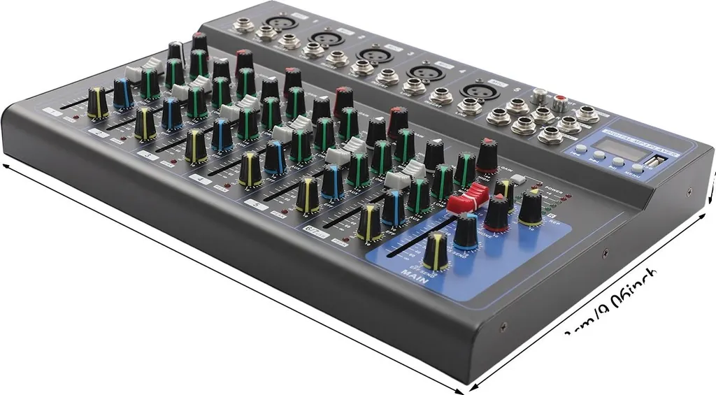 Table de mixage audio 7 canaux noir avec préamplis pour studio AM-700