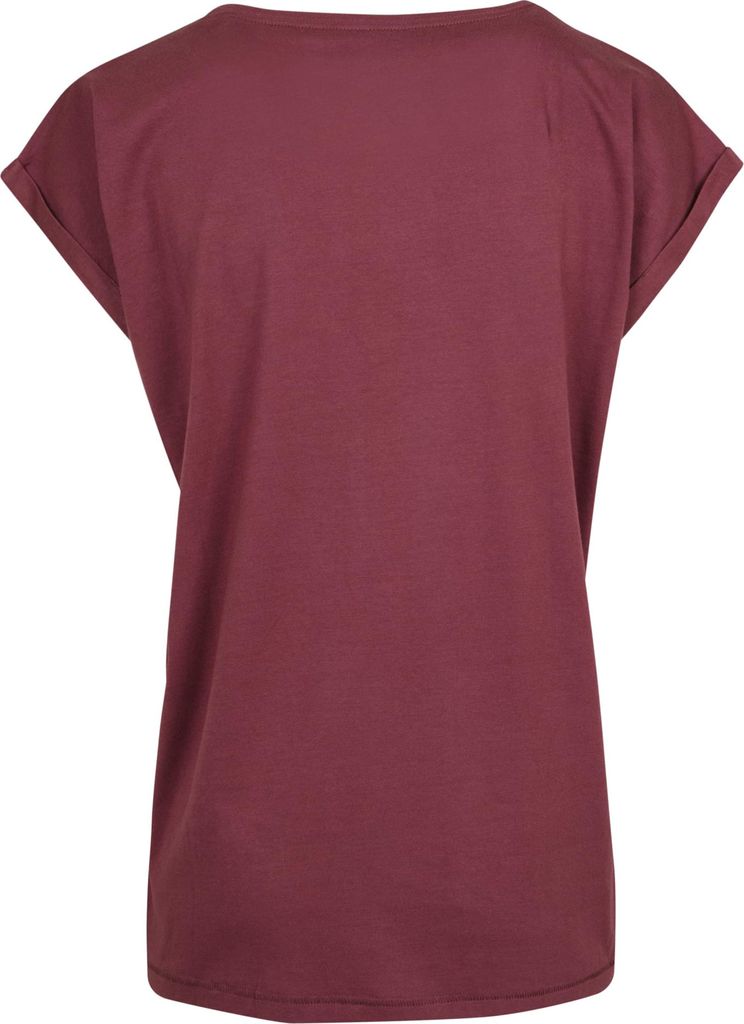 Build Your Brand - T-Shirt Überschnittene Schulter für Damen RW8374 (5XL) (Burgunderrot)