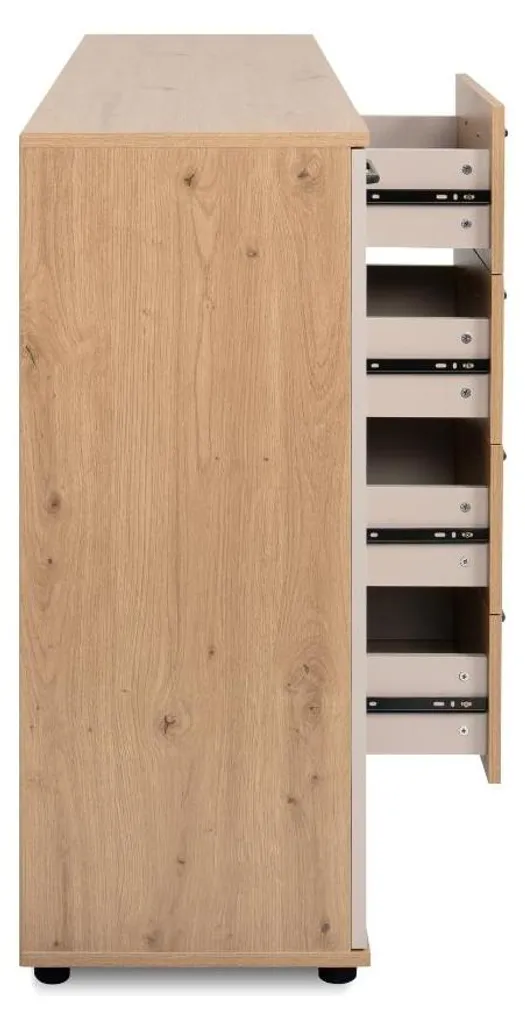 Buffet Bas Compact 120 cm LINO - Solution de Rangement Chêne et Gris - 6
