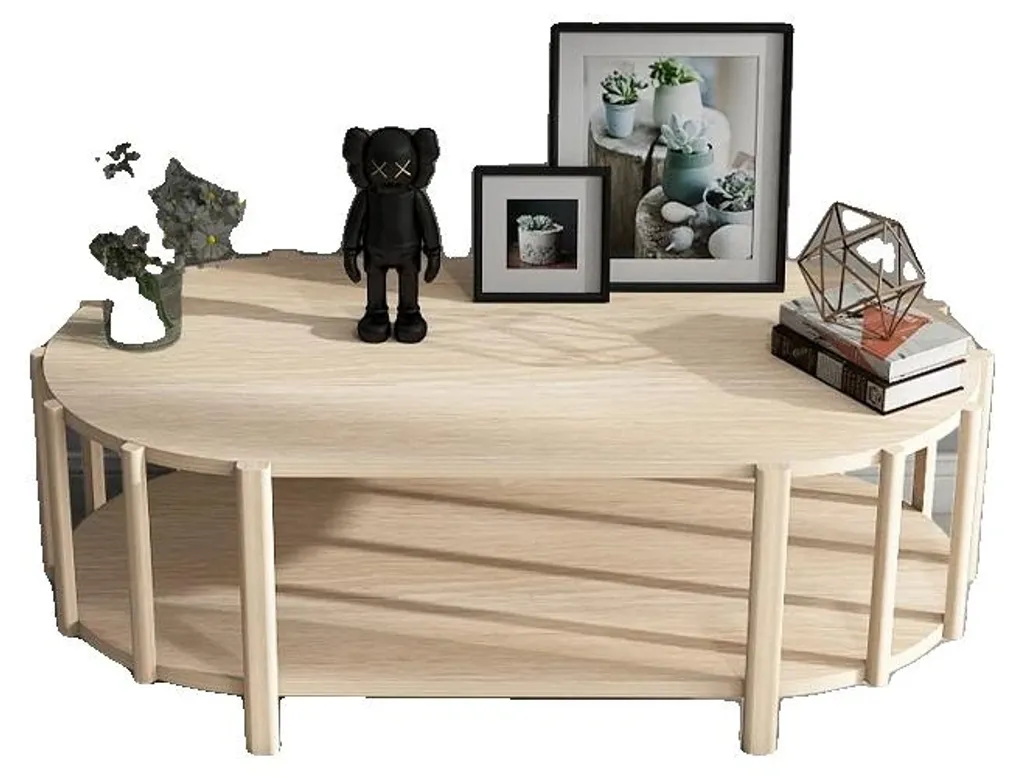 Table basse MDF forme ovale 110cm avec niche de rangement et montage