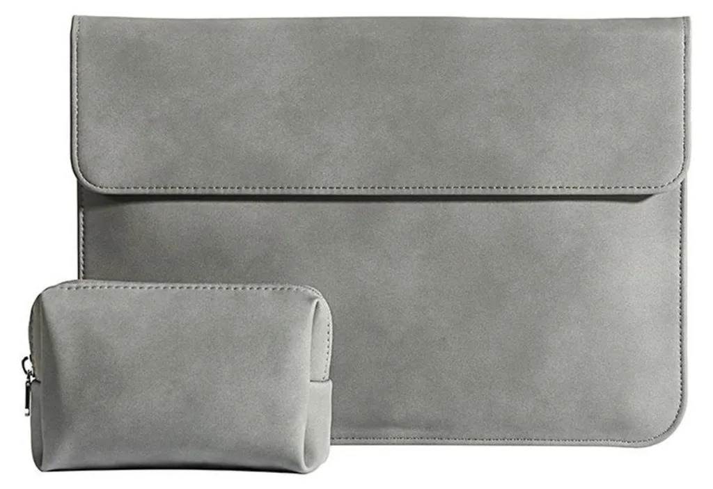 Housse 14 Pouces Suédée avec Support Intégré et Pochette Accessoires
