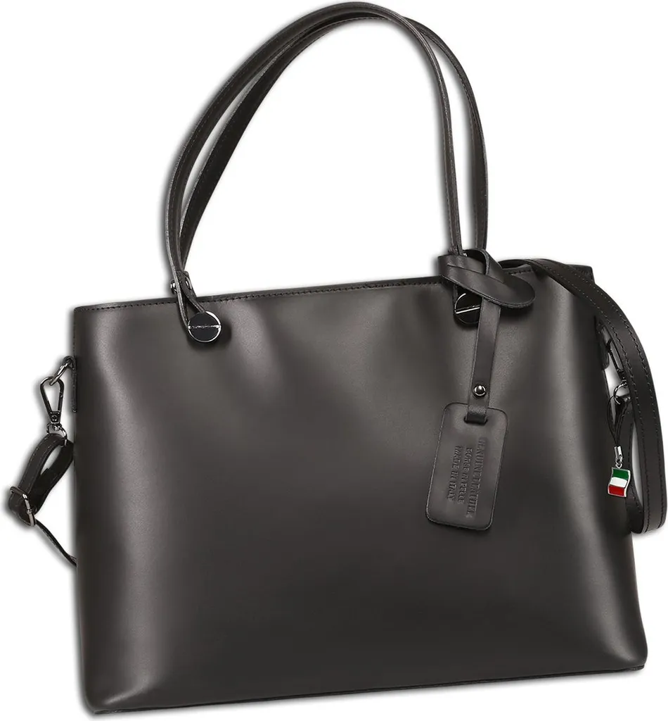 Sac à main Tote Bag pour femme en cuir véritable noir style Florence