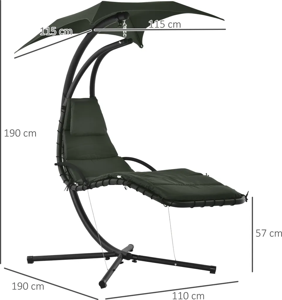 Transat Suspendu Design avec Pare-Soleil Réglable et Structure en Acier