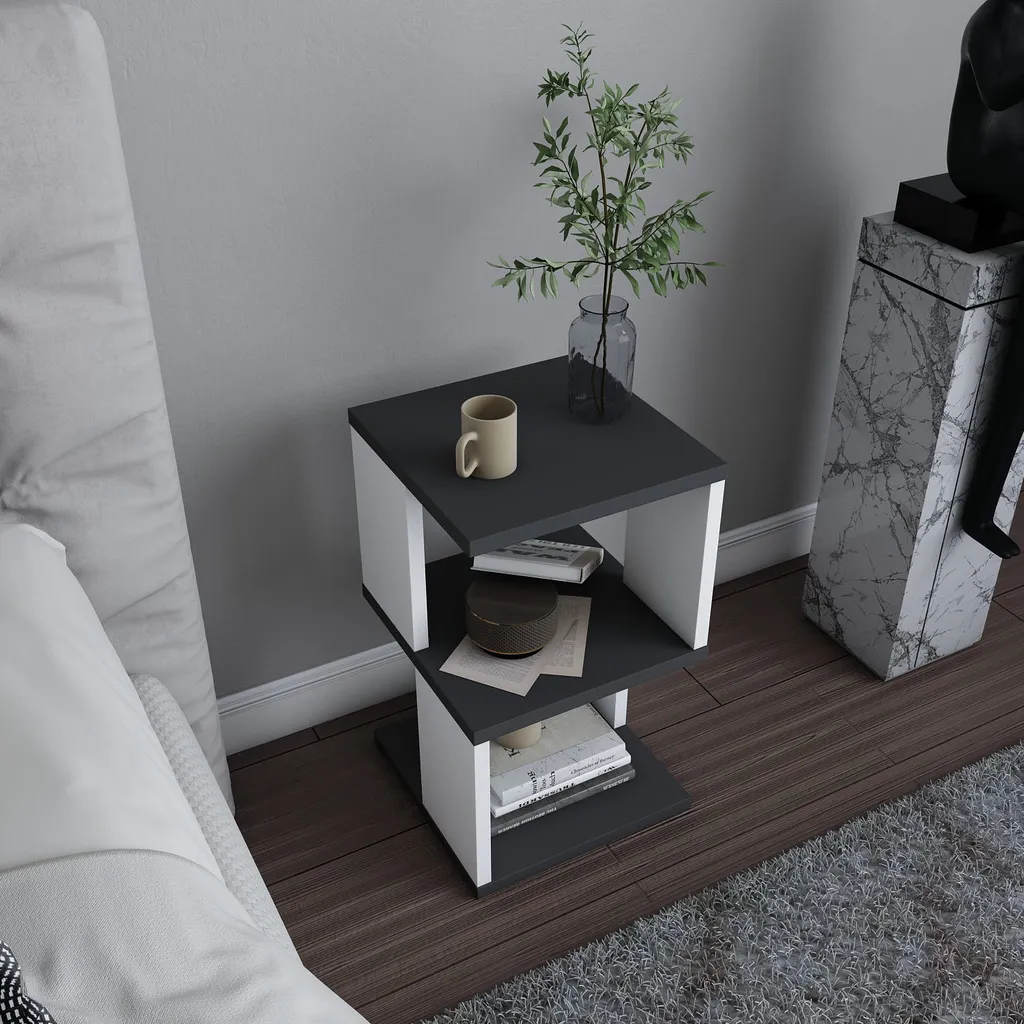 Table de chevet compacte Carter Anthracite, 30cm - Pour petits espaces - 2
