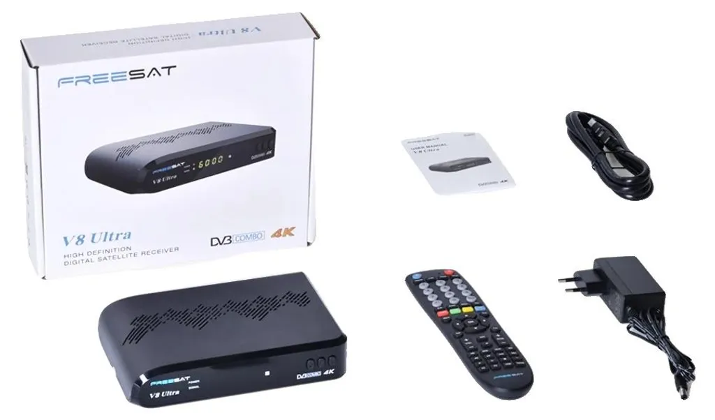 Récepteur Satellite pour TV 4K V8 Ultra 4 Go RAM avec Prise Europe EU