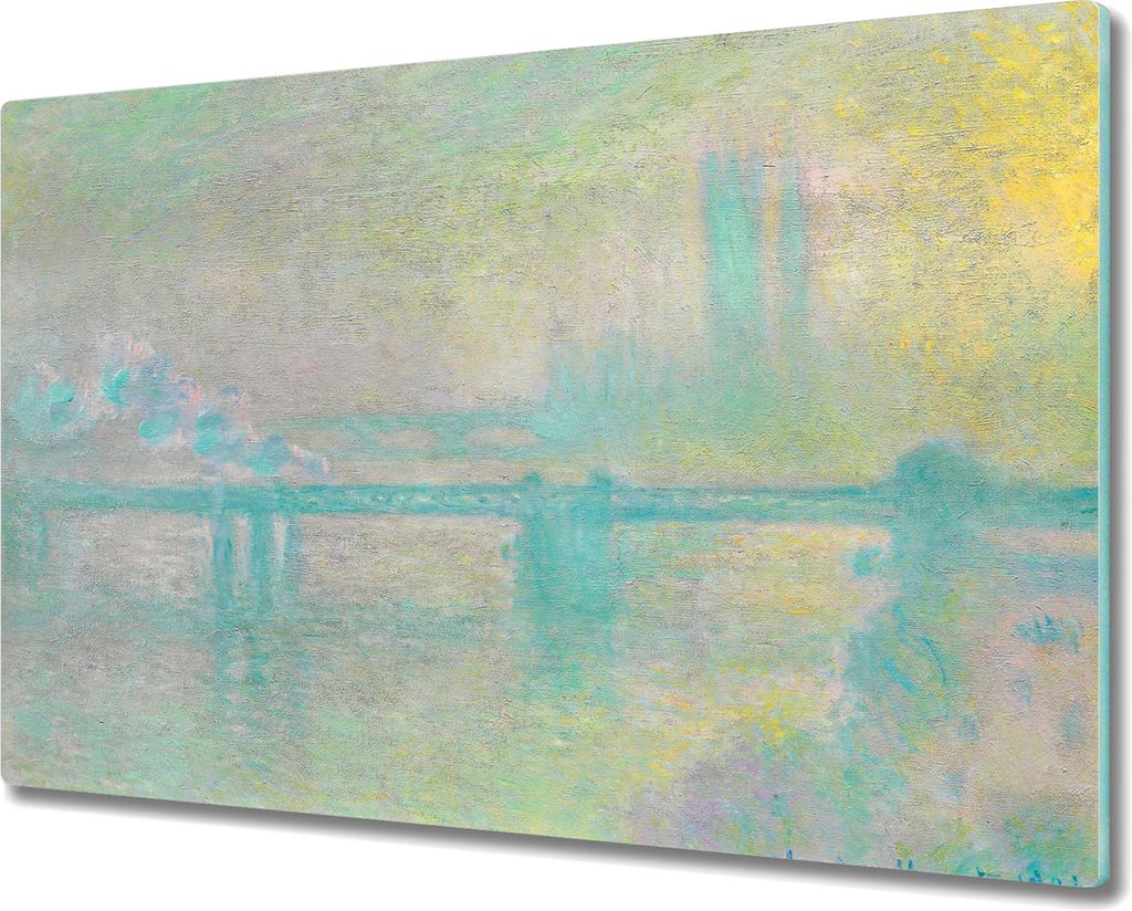 Coloray Hackbrett Küchenbrett Kochplattenabdeckung Schneidebrett Herdabdeckplatte 80x52 cm - Charing Cross Brücke Monet