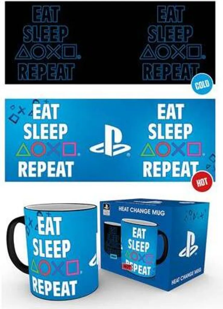 Tazza PlayStation Magic Mug Eat Sleep Repeat | Regalo Nerd Sony Originale