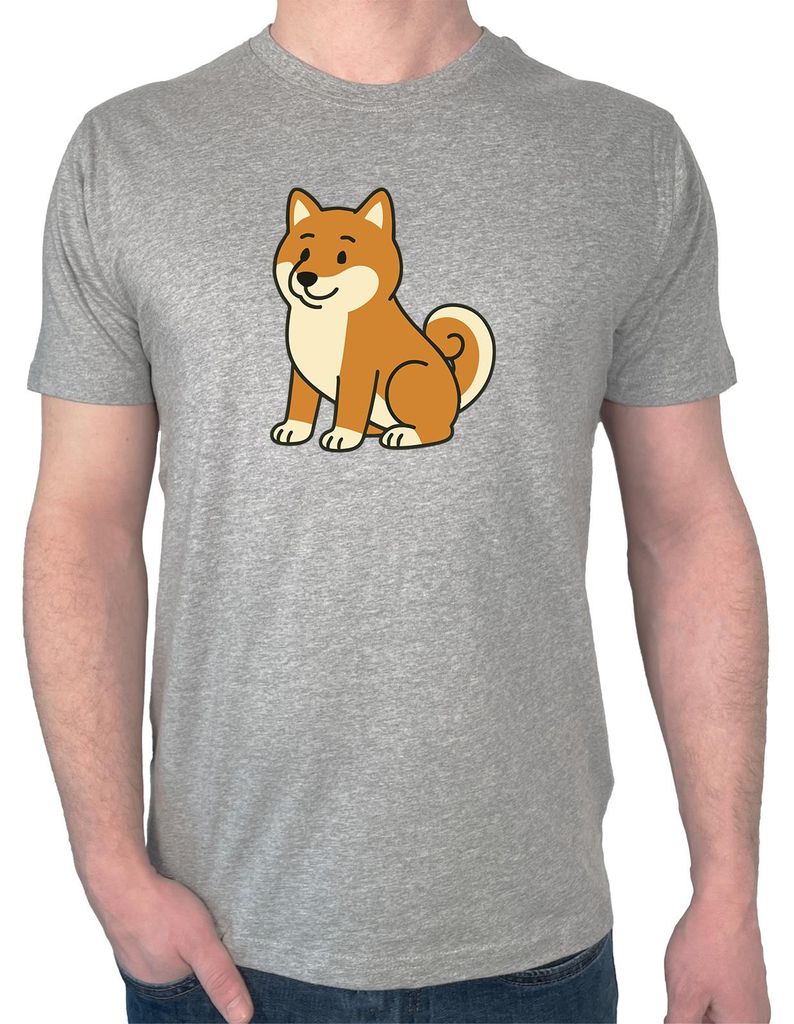 Huuraa Herren T-Shirt Shiba Inu Comic Shibi 3XL Sport Grey Bio Baumwolle Fairtrade Herrenshirt Geschenkidee