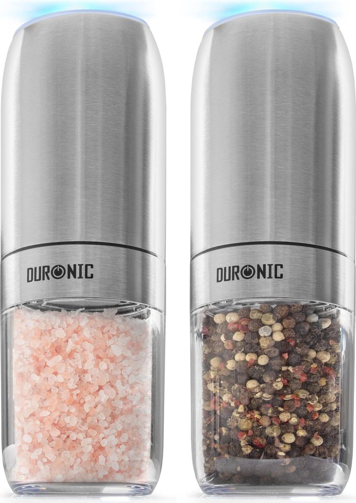 Duronic EMB2 Salz- und Pfeffermühlenset, Salzstreuer elektrisch, Salz- oder Pfefferstreuer, automatische Gewürzmühle, Salzmühle für Meersalz
