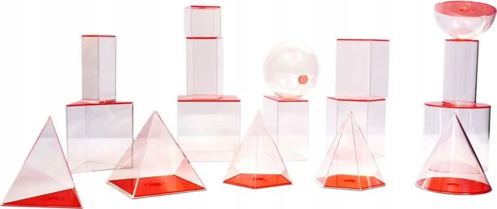 Matériel de géométrie : 17 blocs comparatifs transparents de 10 cm
