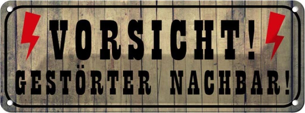 vianmo Blechschild 10x27 cm Vorsicht gestörter Nachbar Warnschild Hinweisschild Sicherheit