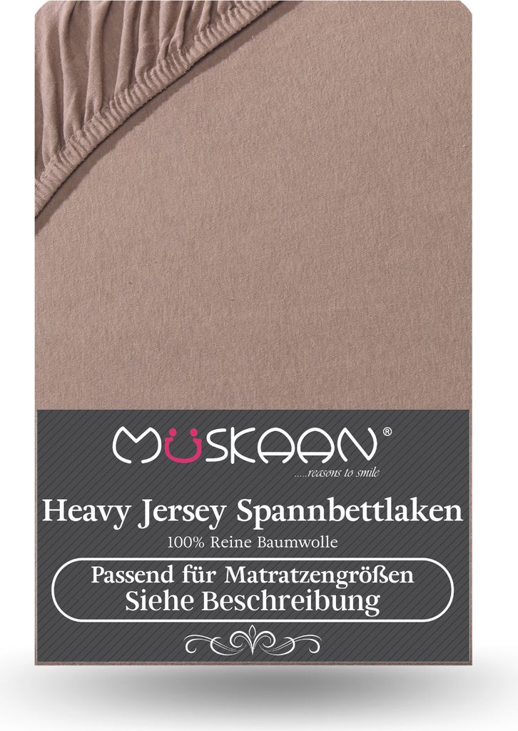Heavy Jersey Spannbettlaken 180x200 cm - 200x200 cm 100% Baumwolle 160 g/m² nougat