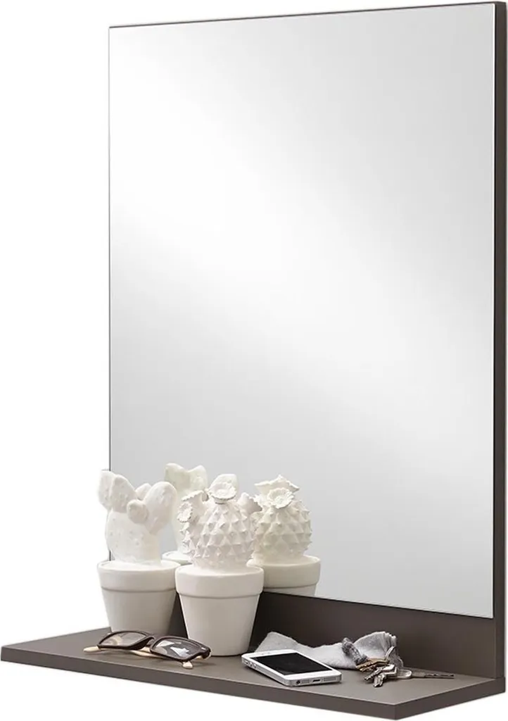 Miroir d'entrée Marijo en Lava 50x67 cm avec étagère vide-poche utile