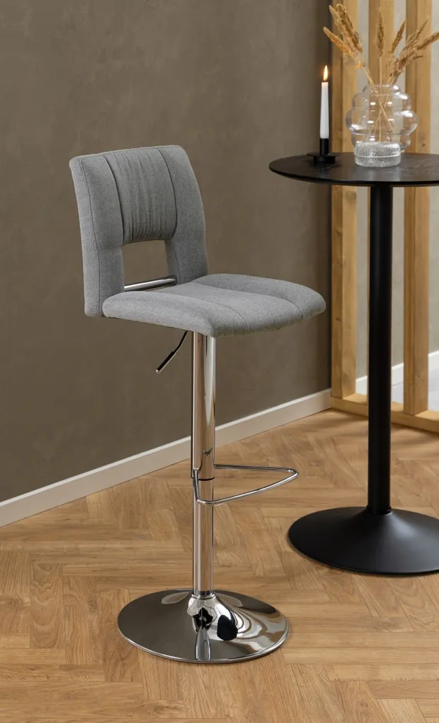 Barhocker Sylvia Lot de 2 Tabourets de Bar Gris en Polyester et Acier
