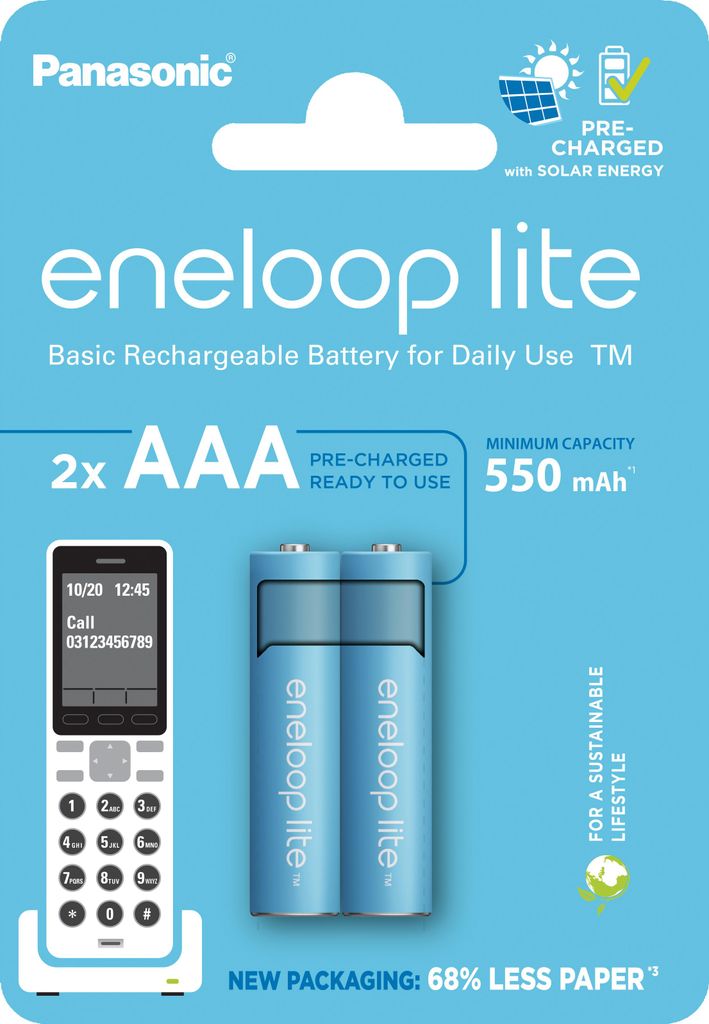 Panasonic eneloop lite Micro Akku BK-4LCCE/2DE Ni-MH 1,2V/550mAh Blister (2)