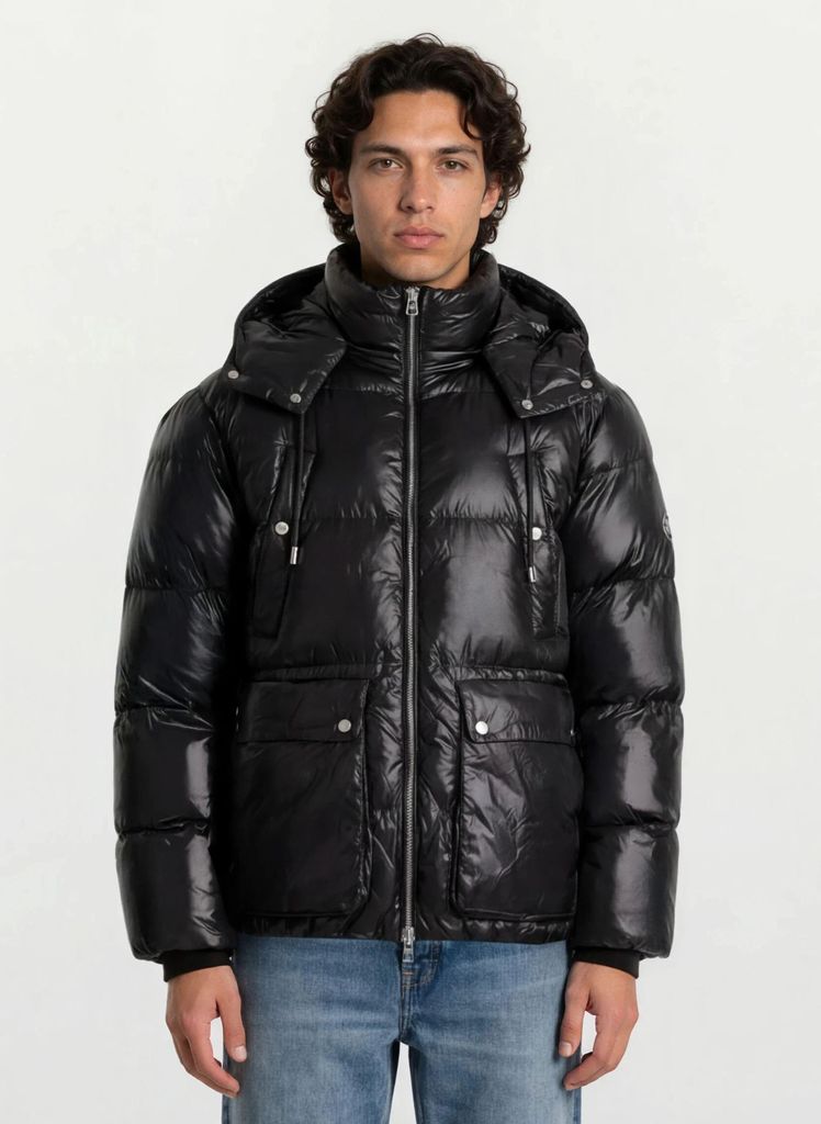 Nathan Herren Winterjacke Kapuze Schwarz XL