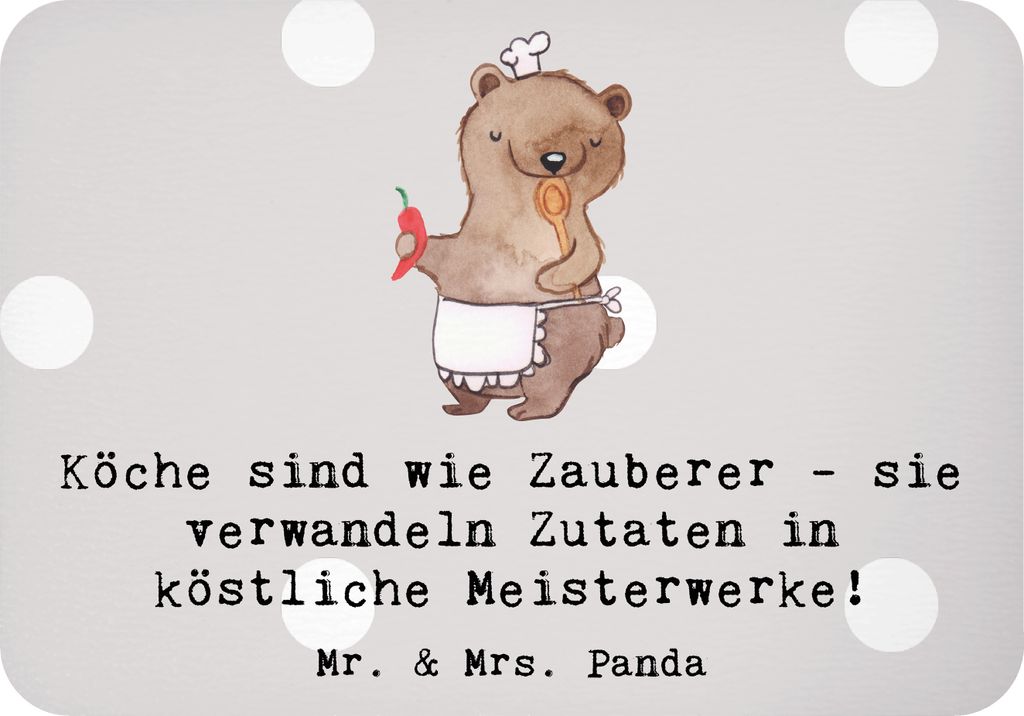 Mr. & Mrs. Panda magnet Koch Zauber - Grau Pastell - Geschenk, Geschenke mit Herz, Köche sind wie Zauberer, köstliche Meisterwerke, Beruf, Kühls...