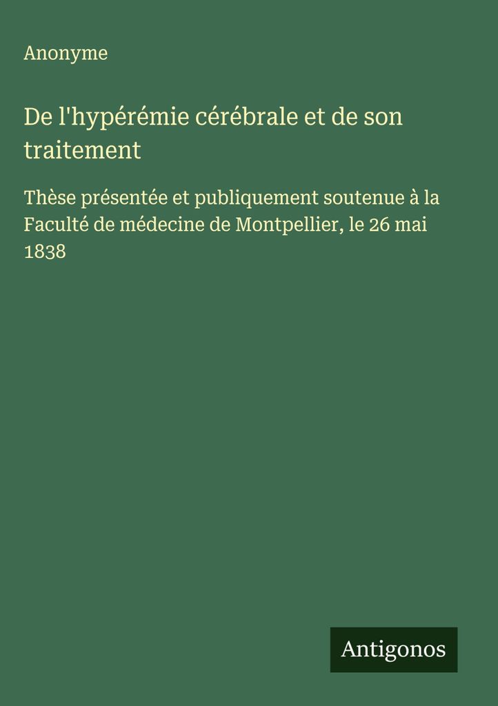 Von zerebraler Hyperämie und ihrer Behandlung