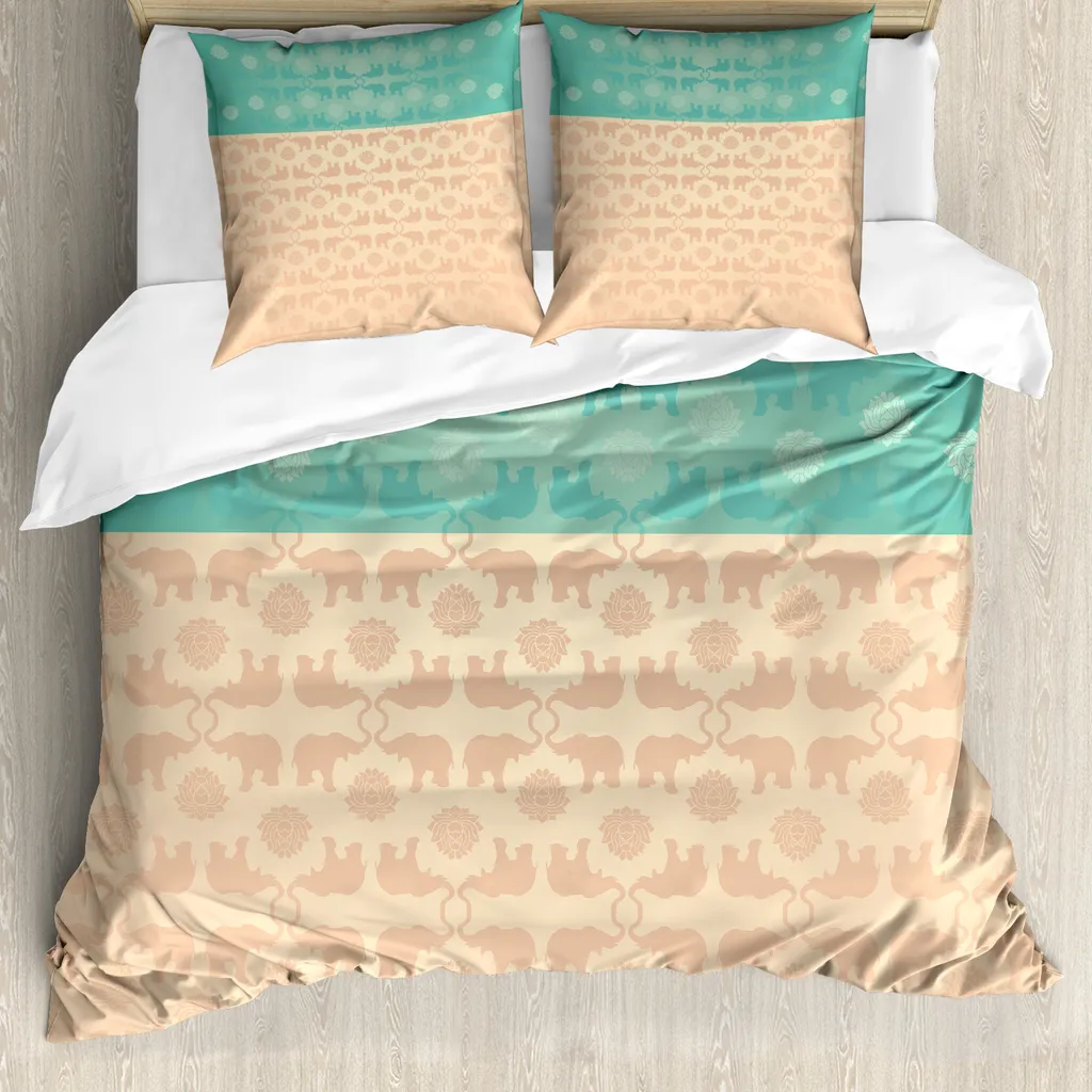 Copripiumino 155x220 Antiacaro ABAKUHAUS - Etnico Turchese e Corallo
