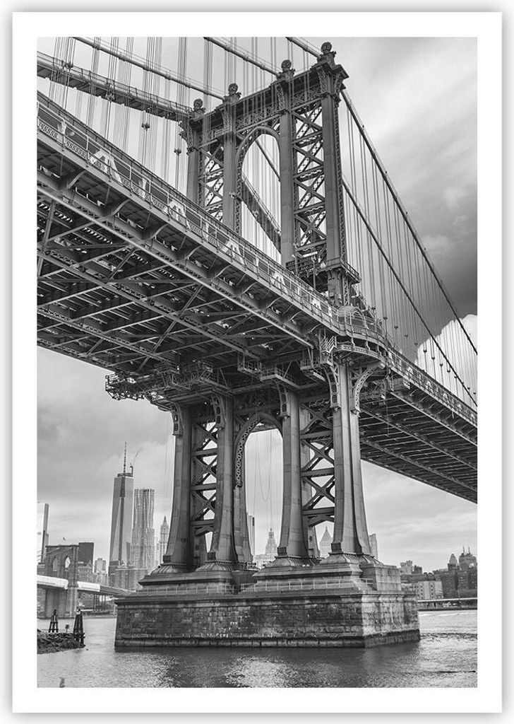 Poster - Poster ohne Rahmen - Manhattan Brücke Schwarzweiß - 70x100 cm - Wand Bild - Wanddeko - Wandbilder - Kunstposter - Wandposter - Bilder - ...