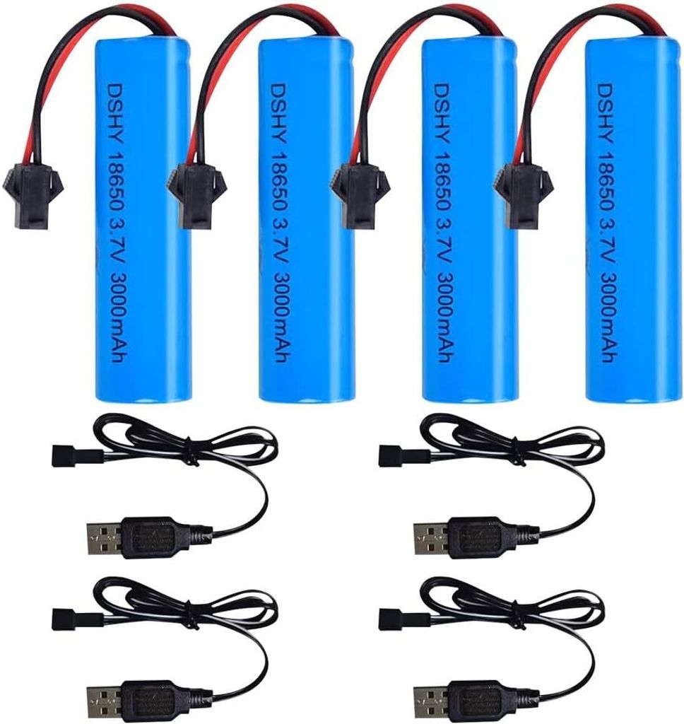 Set di 4 batterie agli ioni di litio da 3,7 V 3000 mAh con Immagine del prodotto 