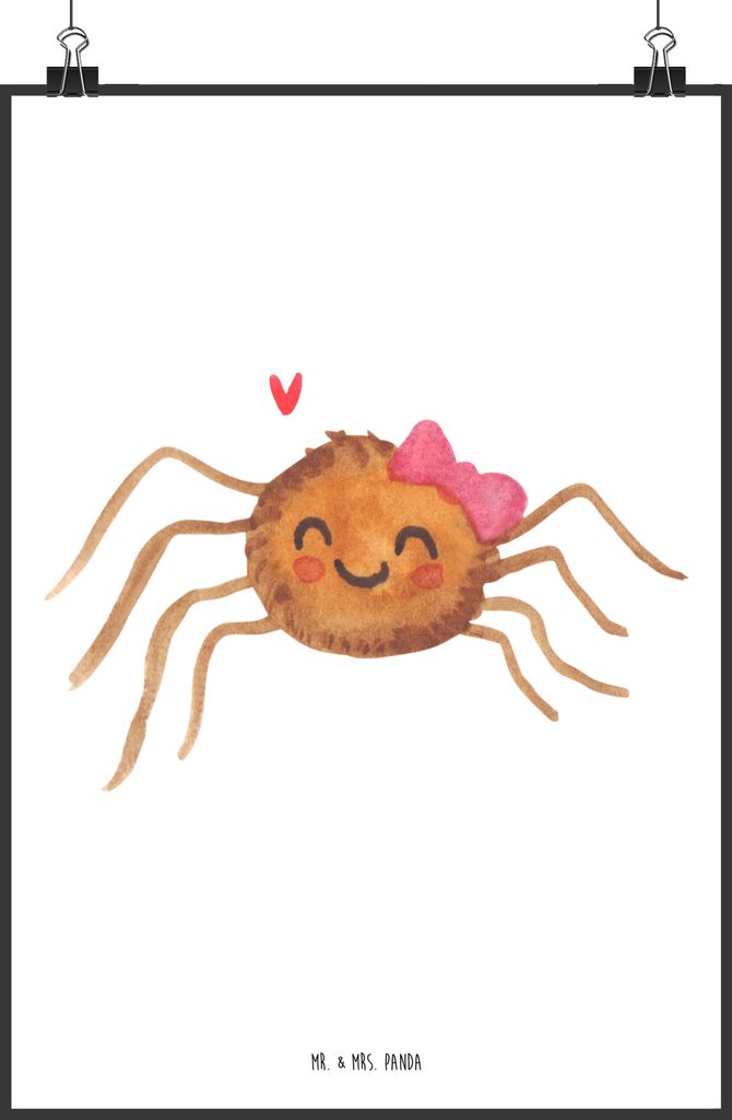 Mr. & Mrs. Panda Bild Spinne Agathe Freude DIN A0 - Weiß - Geschenk, Wandbild, Plakat, drucke, wanddeko, Beliebte, Viral, Viraler Hit, Trend, Wand...