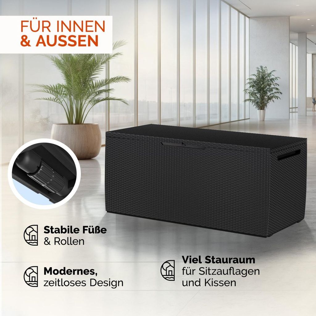 Deuba® Aufbewahrungsbox mit Rollen, Abschließbar, 310L