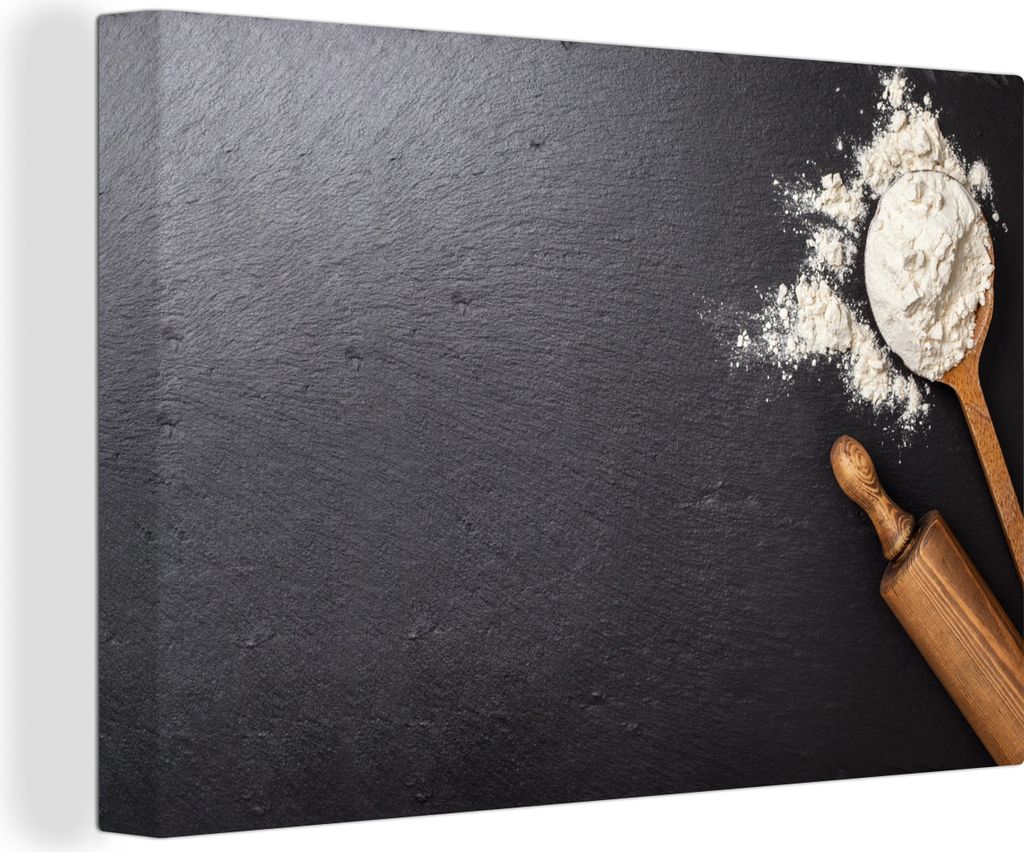 OneMillionCanvasses - Leinwandbilder - 140x90 cm, Nudelholz - Backen - Küchenutensilien - Löffel, Wandbilder Kunstdruck Wanddekoration - Foto a...