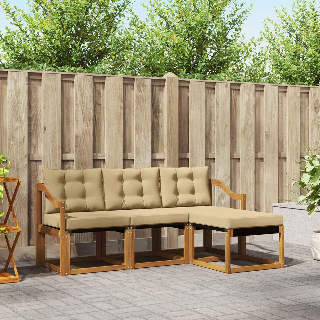 "SALE 2026"Outdoor-Sofagarnitur - CLORIS - Balkonmöbe/Sitzgruppe - mit Kissen 4 pcs - Moderne Design - Natur und Beige - Gartensofas NeuMöbel748795