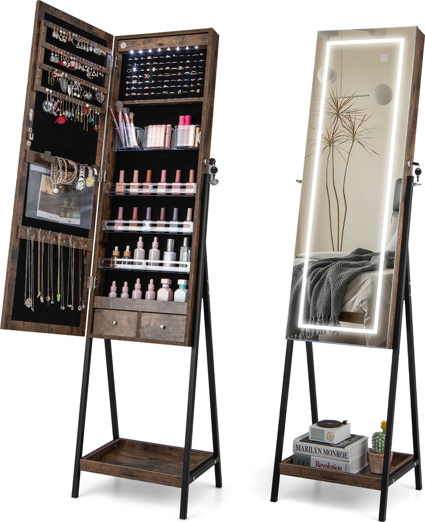 COSTWAY Armoire à bijoux indépendante, armoire à bijoux à Image du produit 