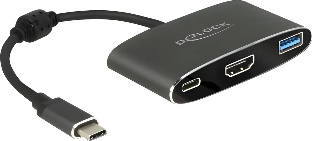 Delock Adaptateur USB-C vers HDMI 4K avec ports USB-A et USB-C PD 60W