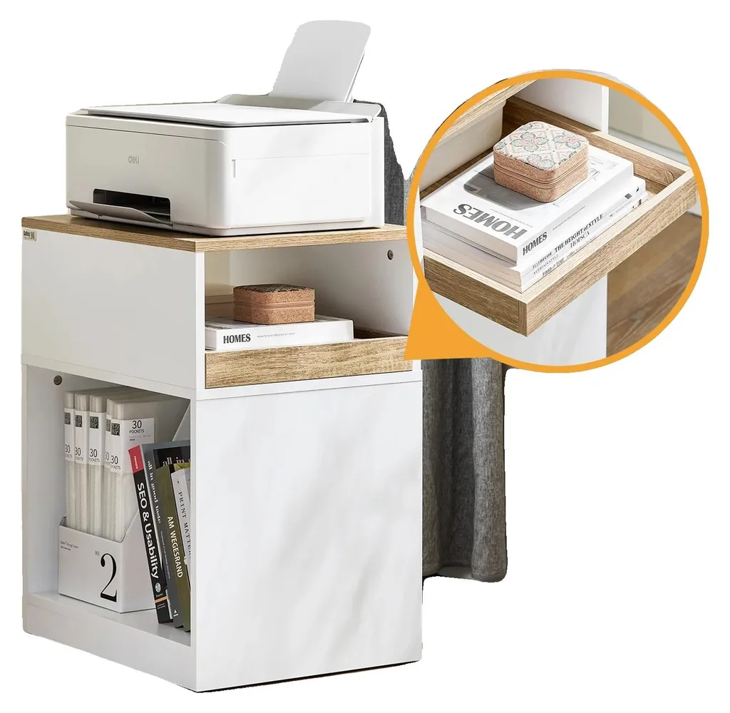 Table imprimante design compact blanc avec rangement pratique série Zen-10