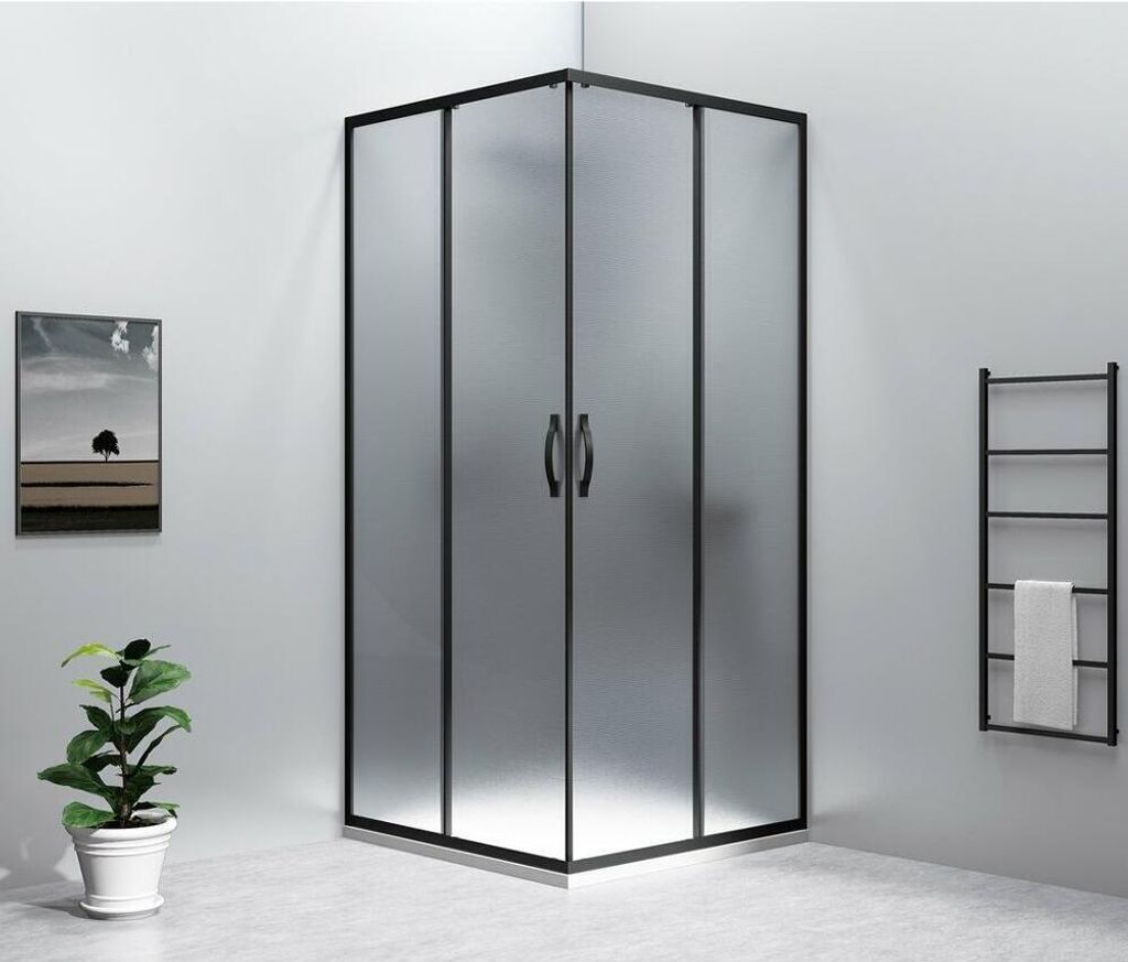 SIGMA SIMPLY BLACK Eck-Duschabtrennung, 1000x1000 mm, Eckeinstieg, Brick Glas