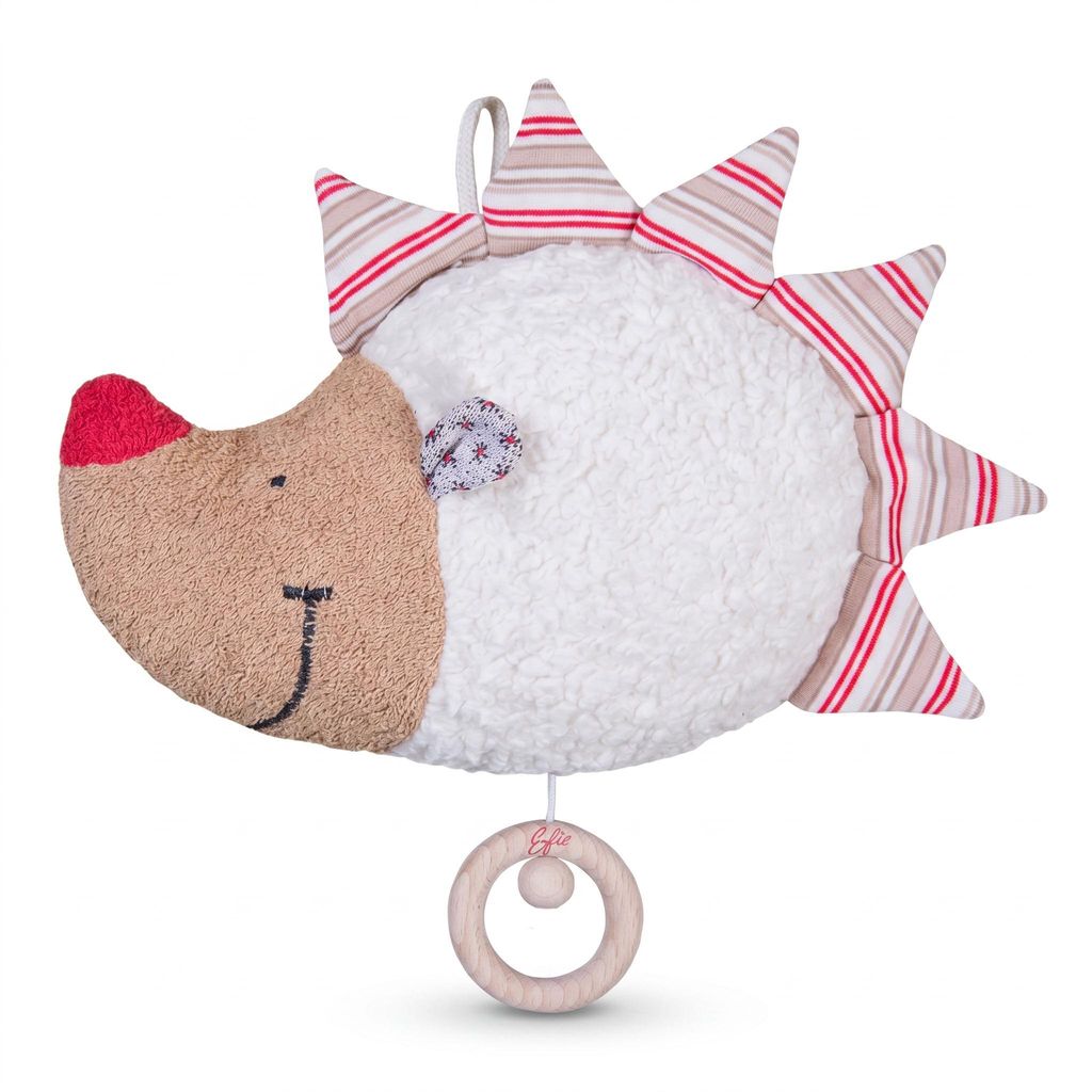 Efie Baby Spieluhr Igel – Melodie Mozarts Wiegenlied, Kuschelspieluhr aus kbA Baumwolle, Germany