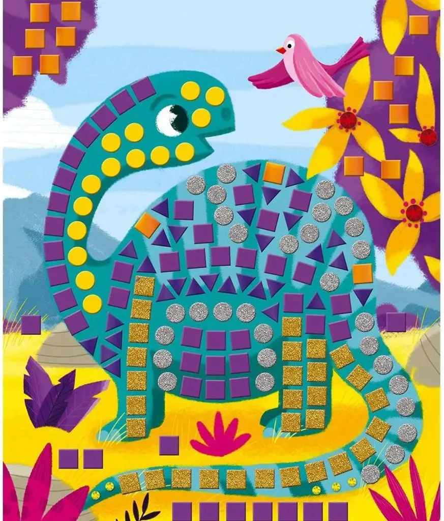 Mosaïques Dinosaure Maxi Janod : Jeu Calme sans Colle pour les Petits